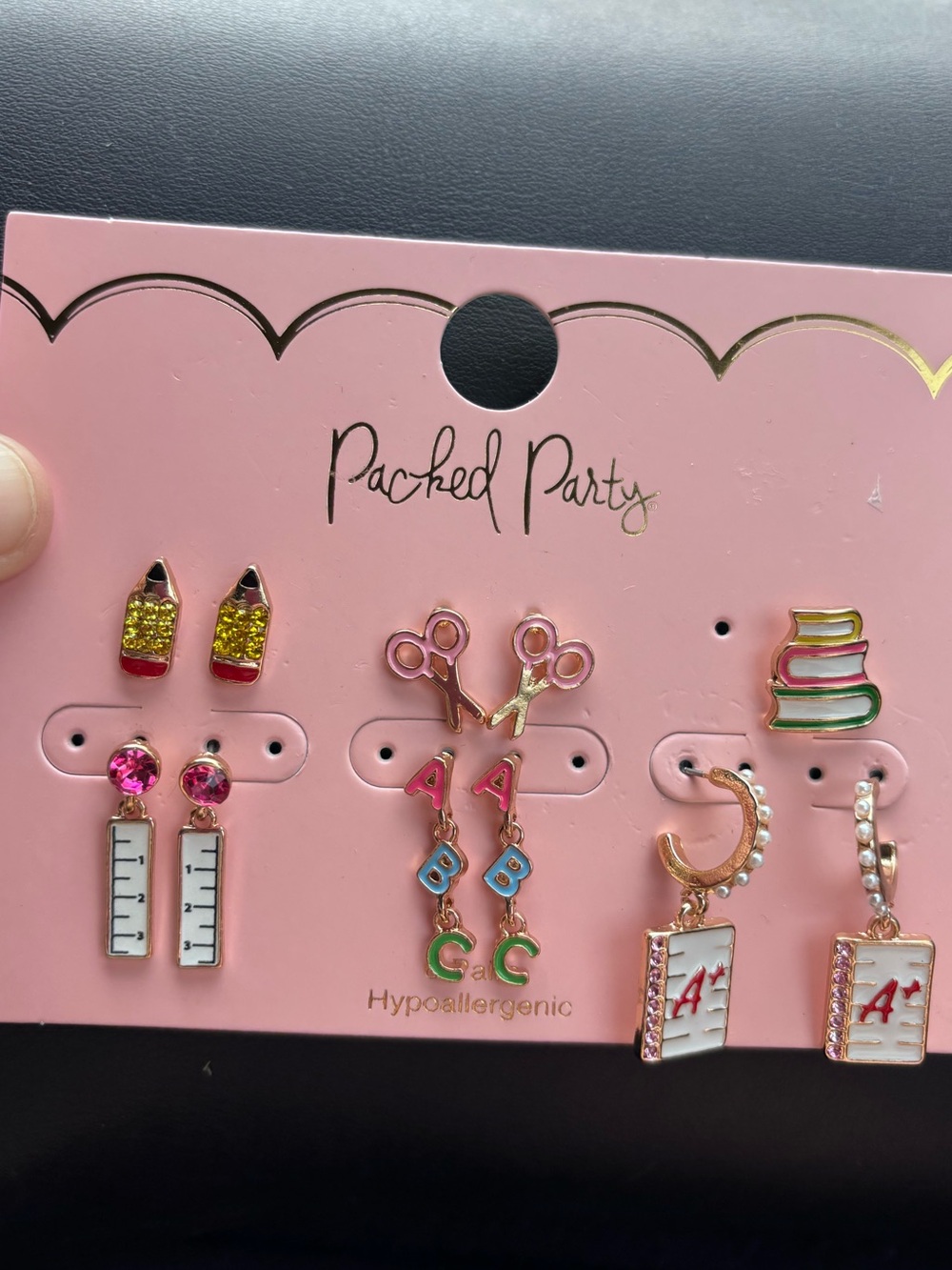 NWT Packed Party Kids Pink School-Themed Earring Set by Packed Party